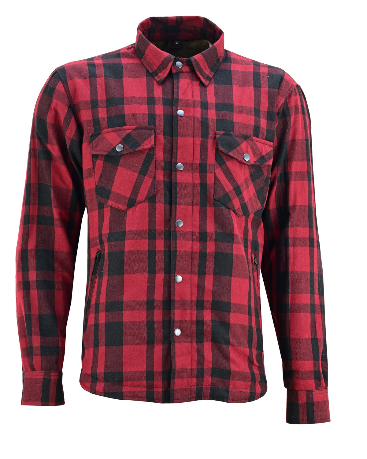mens-armored-motorcycle-flannel-shirt-multiple-pockets-ce-level-2-armor-reinforced-by-kevlar-by-dupont-water-resistant-red-front