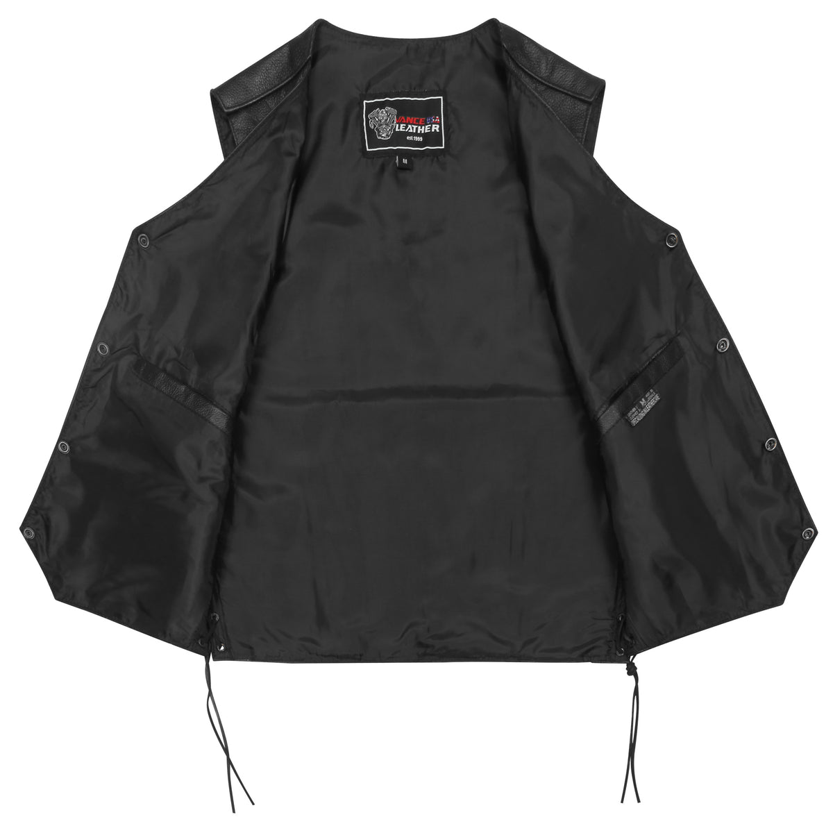 Vance Kids Black Cowhide Leather Side Lace Motorcycle Biker Vest