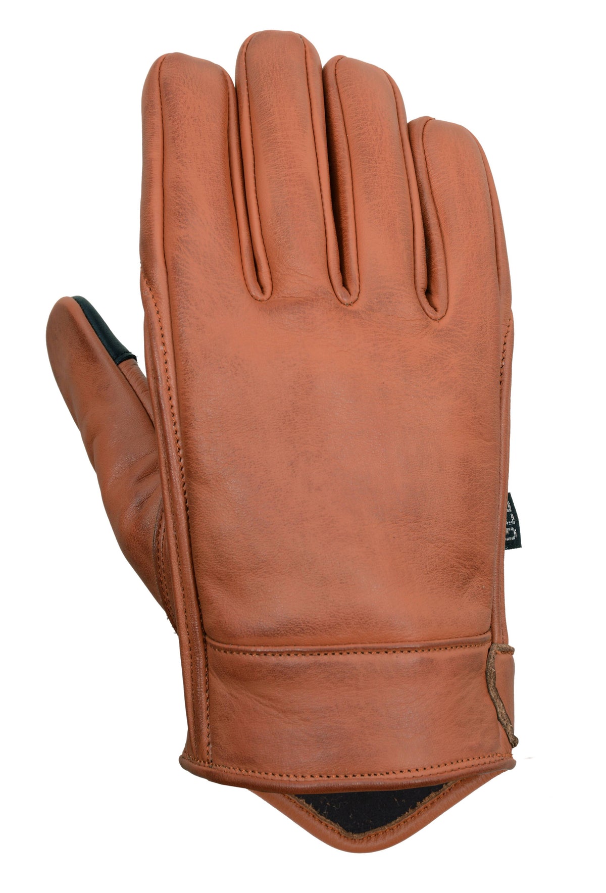 Men’s Premium Brown Leather Motorcycle Gloves, Riding Gloves w/ Gel Palm Padding & Touchscreen Fingertips -  Back