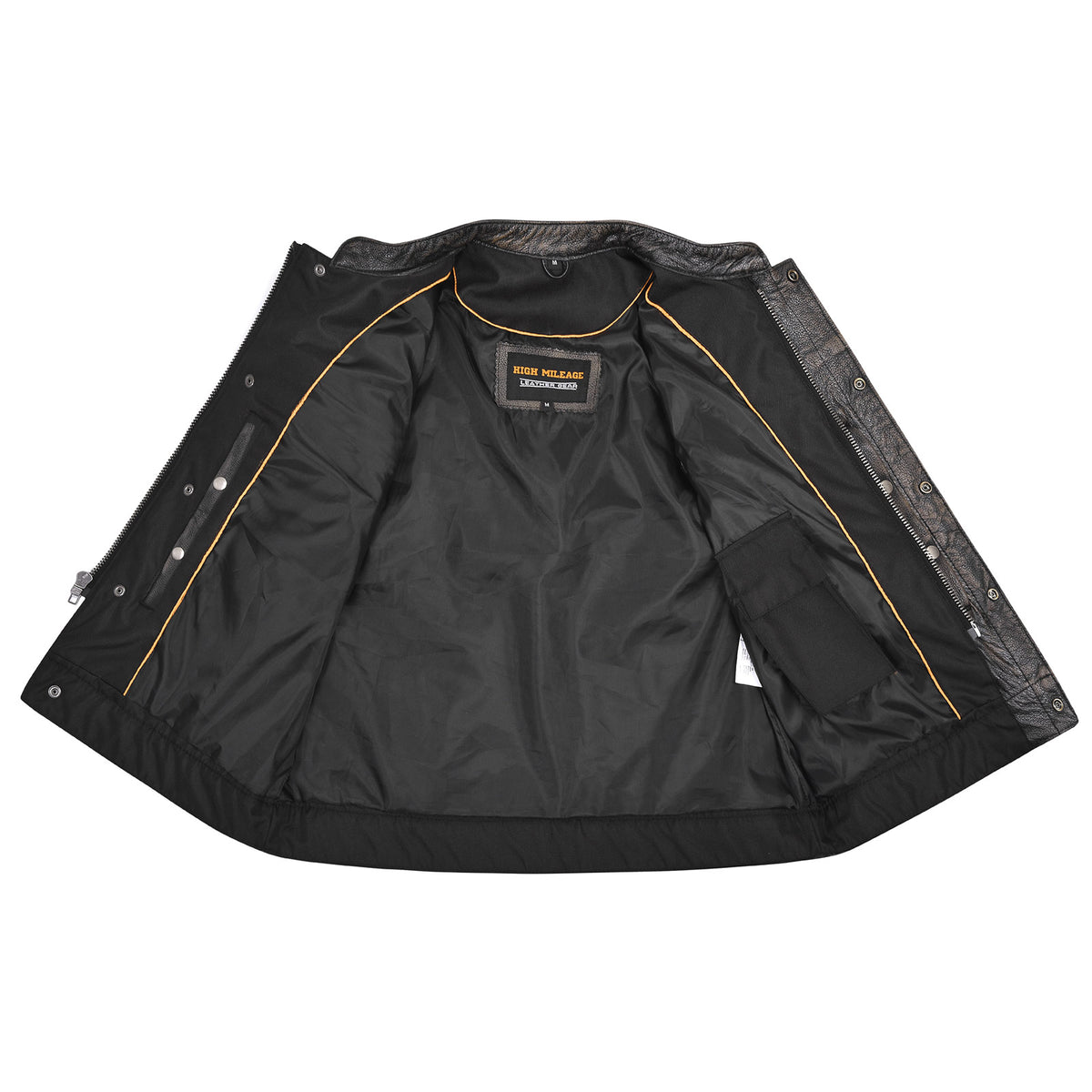 High Mileage Mens Premium Cowhide Distressed Brown SOA Style Biker Club Leather Motorcycle Vest