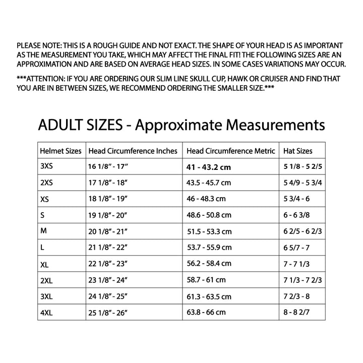 Biltwell Bonanza Scallop Open Face Motorcycle Helmet - Size & Fit Chart