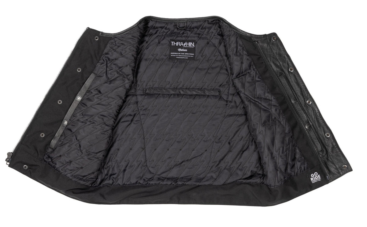 Thrashin Supply Men's Encinal Leather Shorty Motorcycle Riding Vest