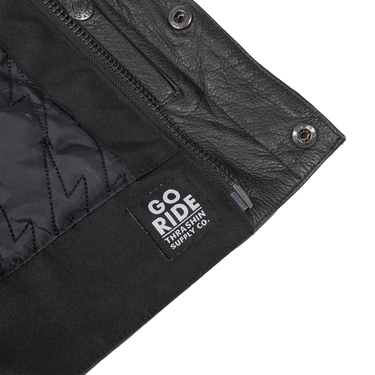 Thrashin Supply Men's Encinal Leather Shorty Motorcycle Riding Vest - Detail 2