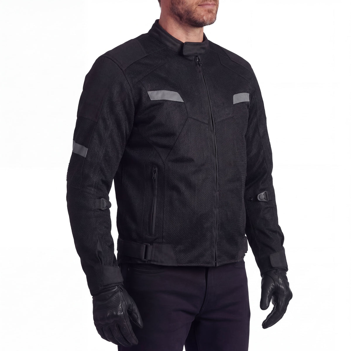 Advance Vance Mens All Weather Season CE Armor Mesh Motorcycle Jacket - Side Pose
