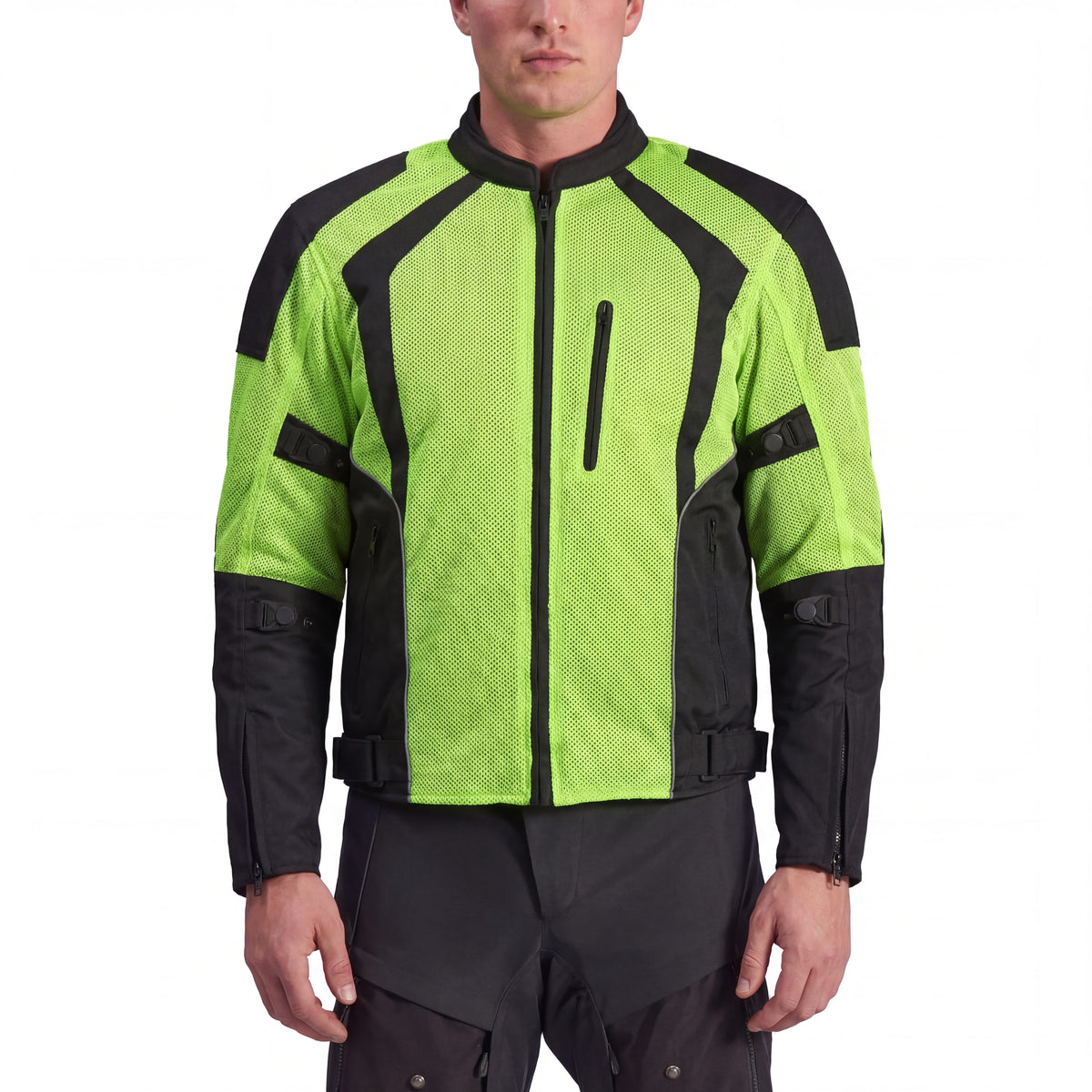 Men’s Black Mesh Motorcycle Jacket with CE Armor