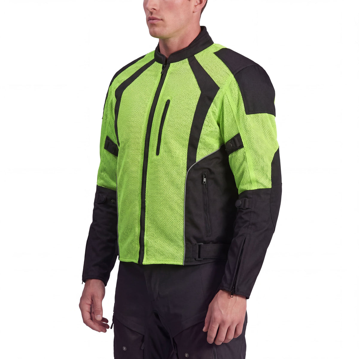 Men’s Black Mesh Motorcycle Jacket with CE Armor