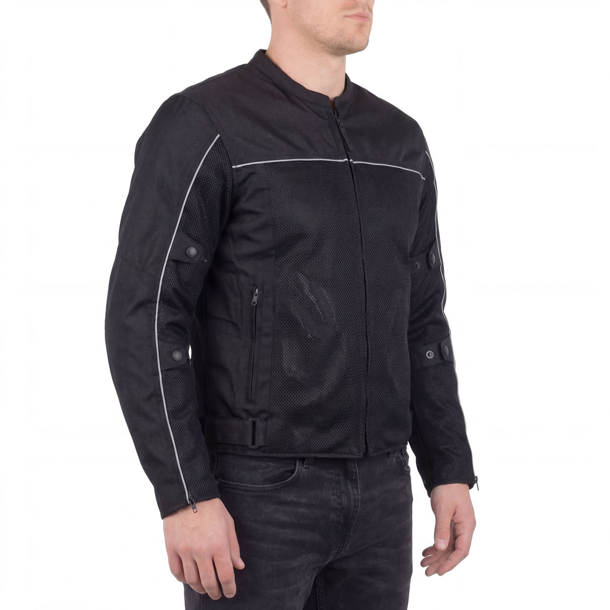 Vance Velocity 3-Season Mesh Motorcycle Jacket with CE Armor & Removeable Liner - Side Pose