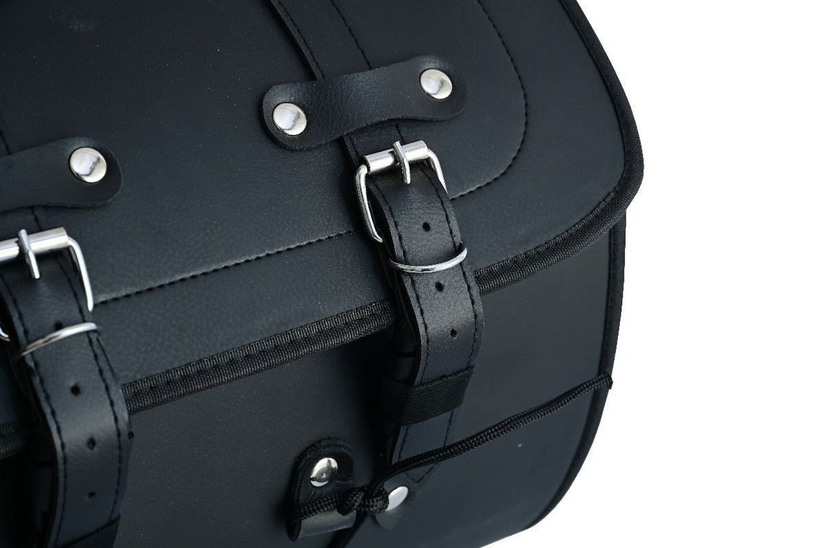 Vance Premium PVC Motorcycle Tail Bag | Durable Travel Storage Bag with Quick-Release Straps & Side Pockets - Strap Buckles