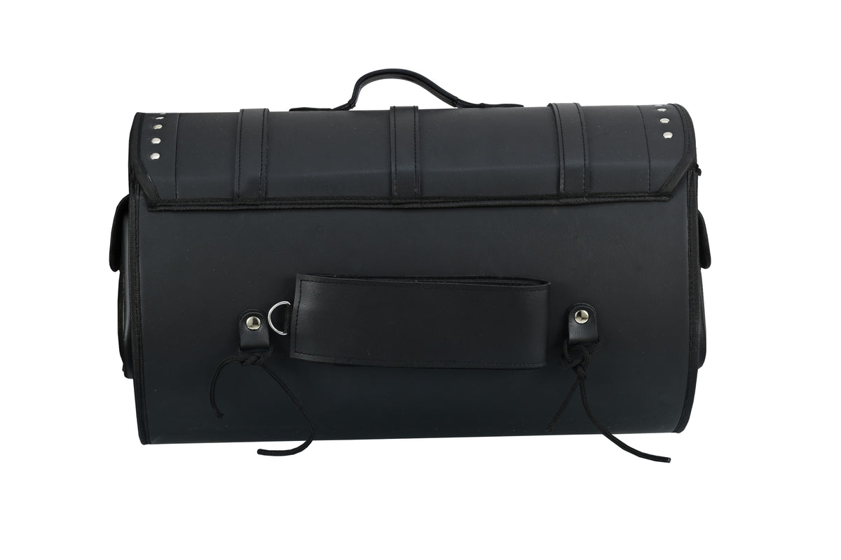 Vance Premium Studded PVC Motorcycle Tail Bag 46L Durable Travel Storage Bag with Quick-Release Straps & Side Pockets