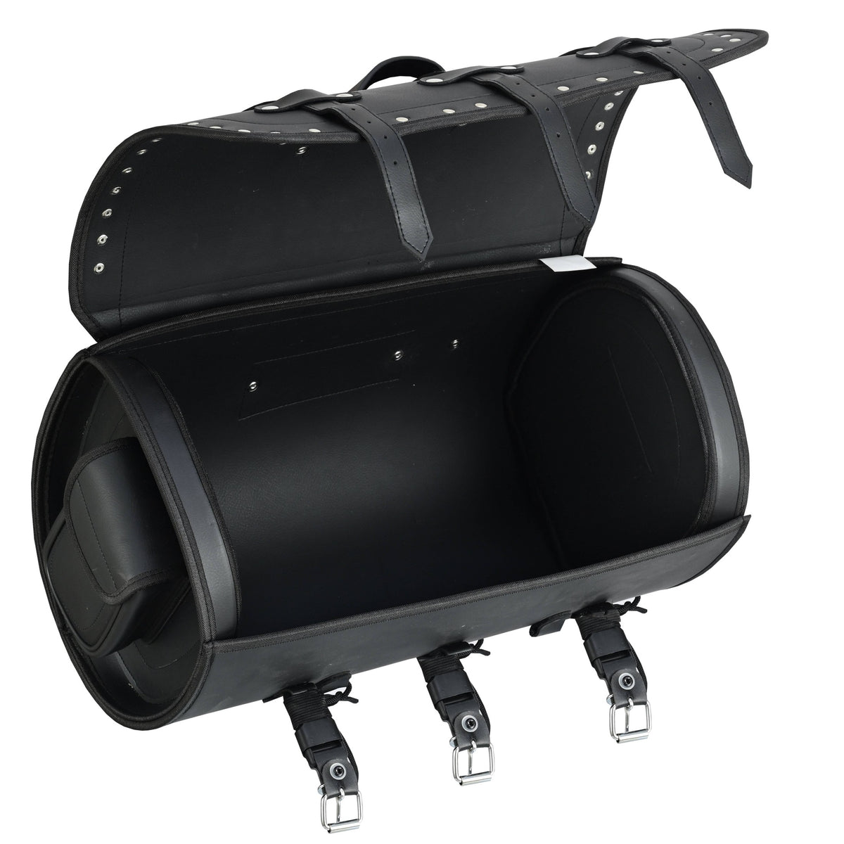 Vance Premium Studded PVC Motorcycle Tail Bag 46L Durable Travel Storage Bag with Quick-Release Straps & Side Pockets