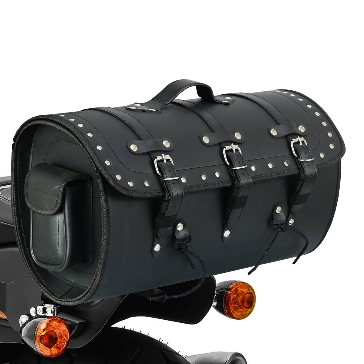 Vance Premium Studded PVC Motorcycle Tail Bag 46L Durable Travel Storage Bag with Quick-Release Straps & Side Pockets