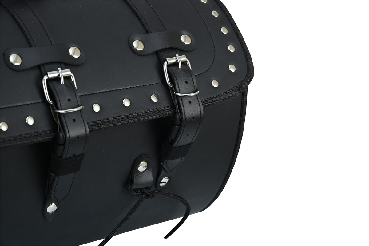 Vance Premium Studded PVC Motorcycle Tail Bag 46L Durable Travel Storage Bag with Quick-Release Straps & Side Pockets