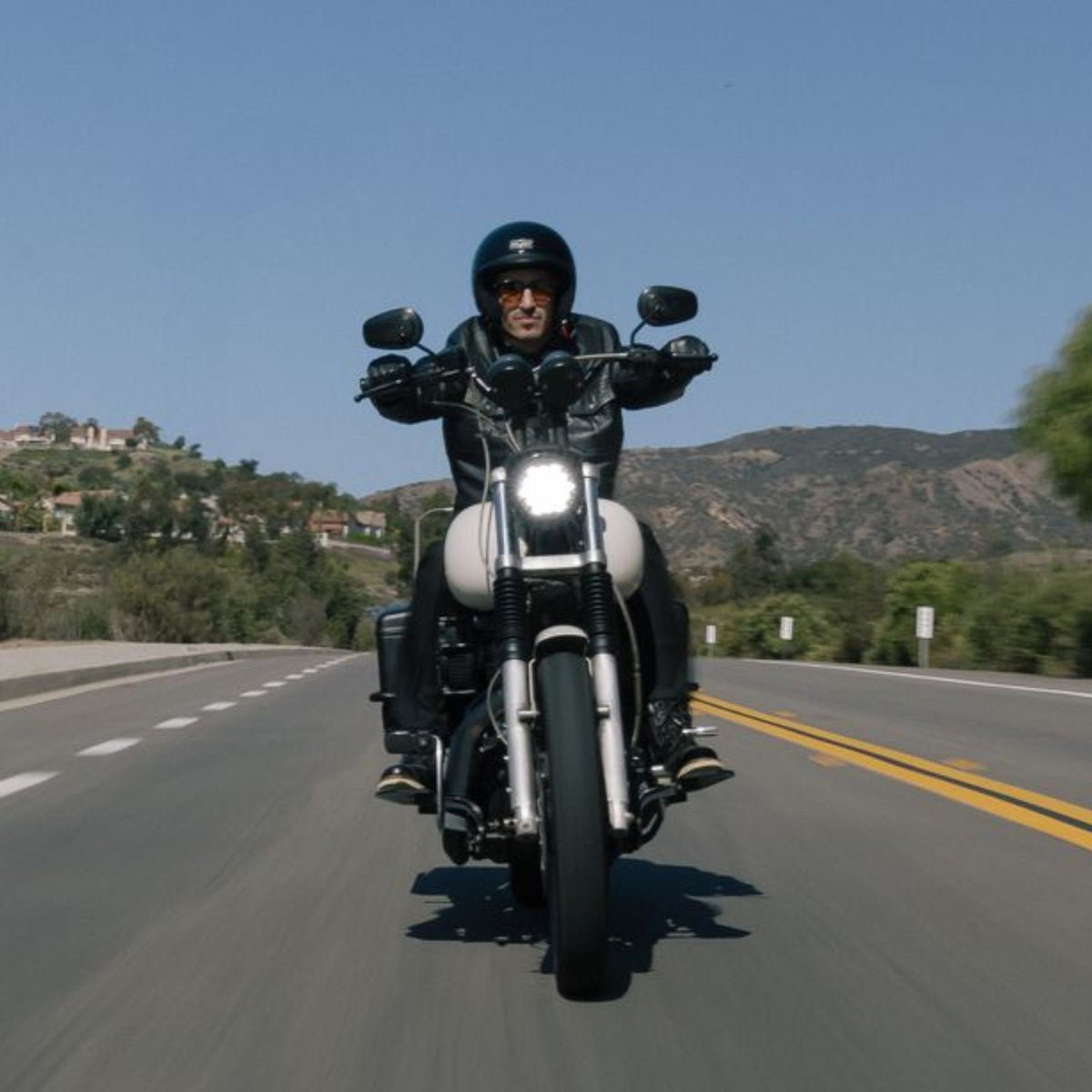 HJC C20 Solid Half Face Motorcycle Helmet - Lifestyle & On-Rider View