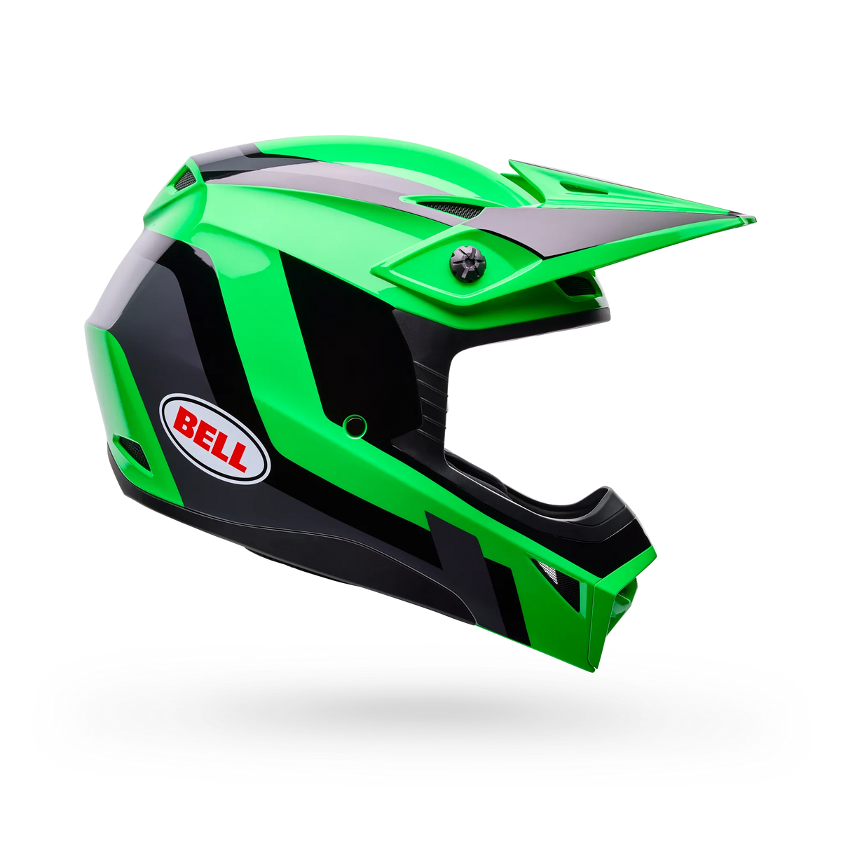 Bell MX-10 Mips Dyno Motorcycle Helmet - Green/Grey - Side View