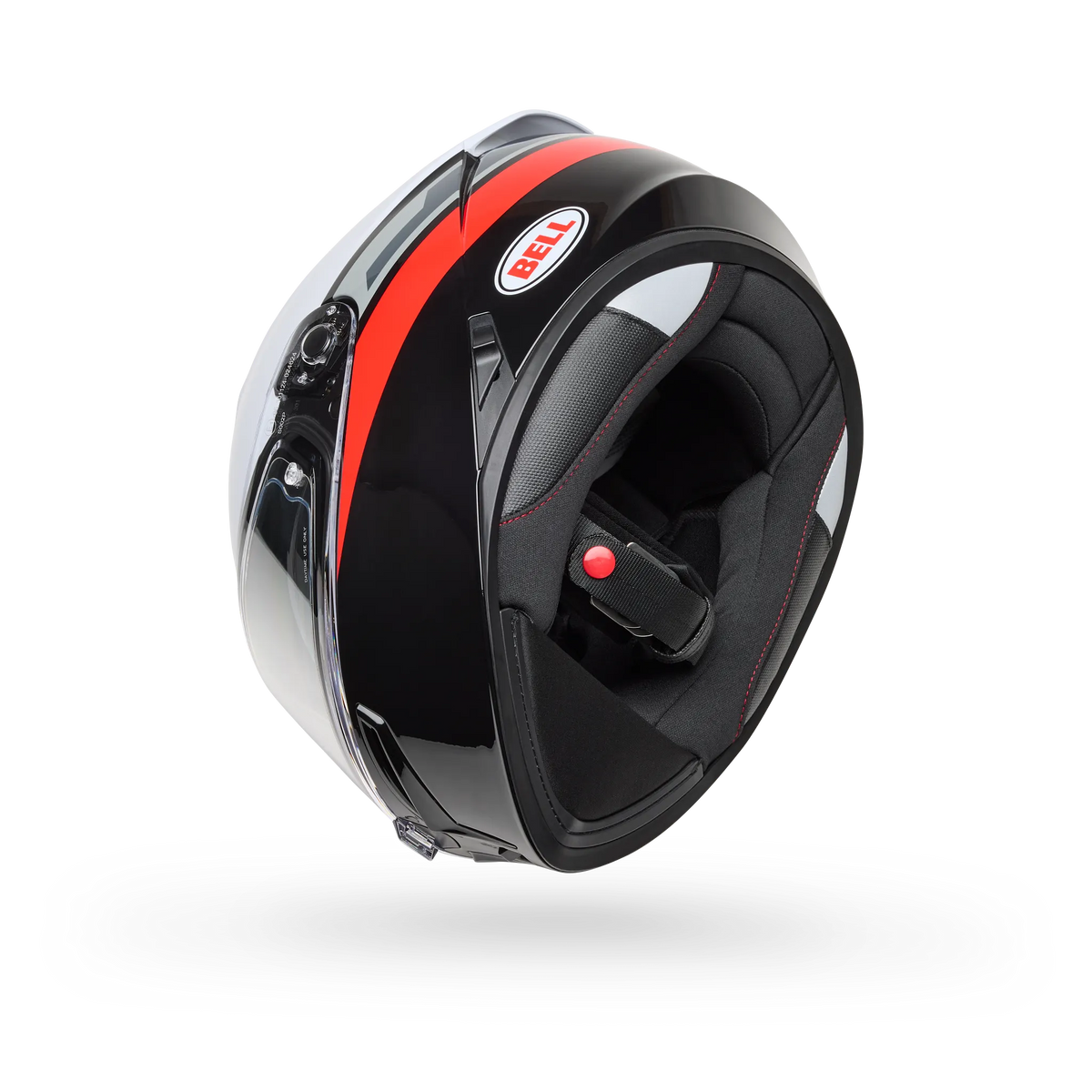 Bell Lithium Motion Full Face Motorcycle Helmet - White/Red - Bottom Side View