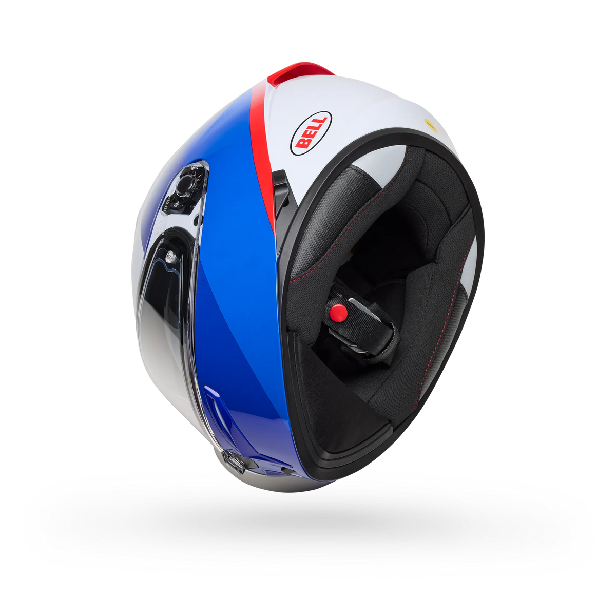 Bell Lithium Mips Bash Full Face Motorcycle Helmet - White/Blue - Bottom Side View